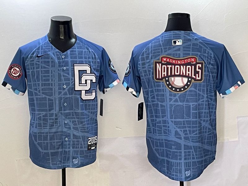 Men Washington Nationals Blank Blue Joint Name Nike 2025 MLB Jersey style 6